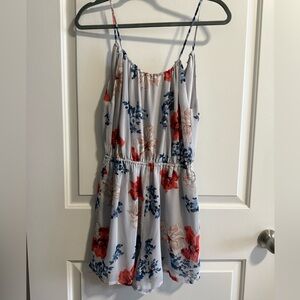 Jack by BB Dakota Floral Romper with Spaghetti Straps and Tie Back